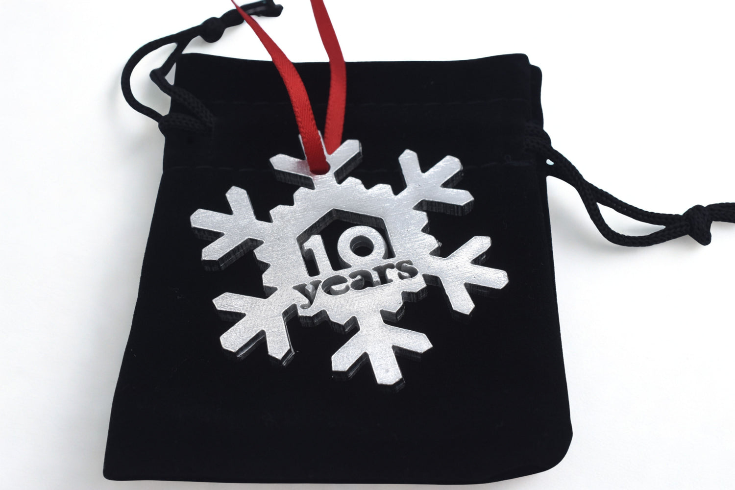 10 Year Cut Out Metal Snowflake Christmas Tree Hanging Decoration - 10th Wedding Anniversary