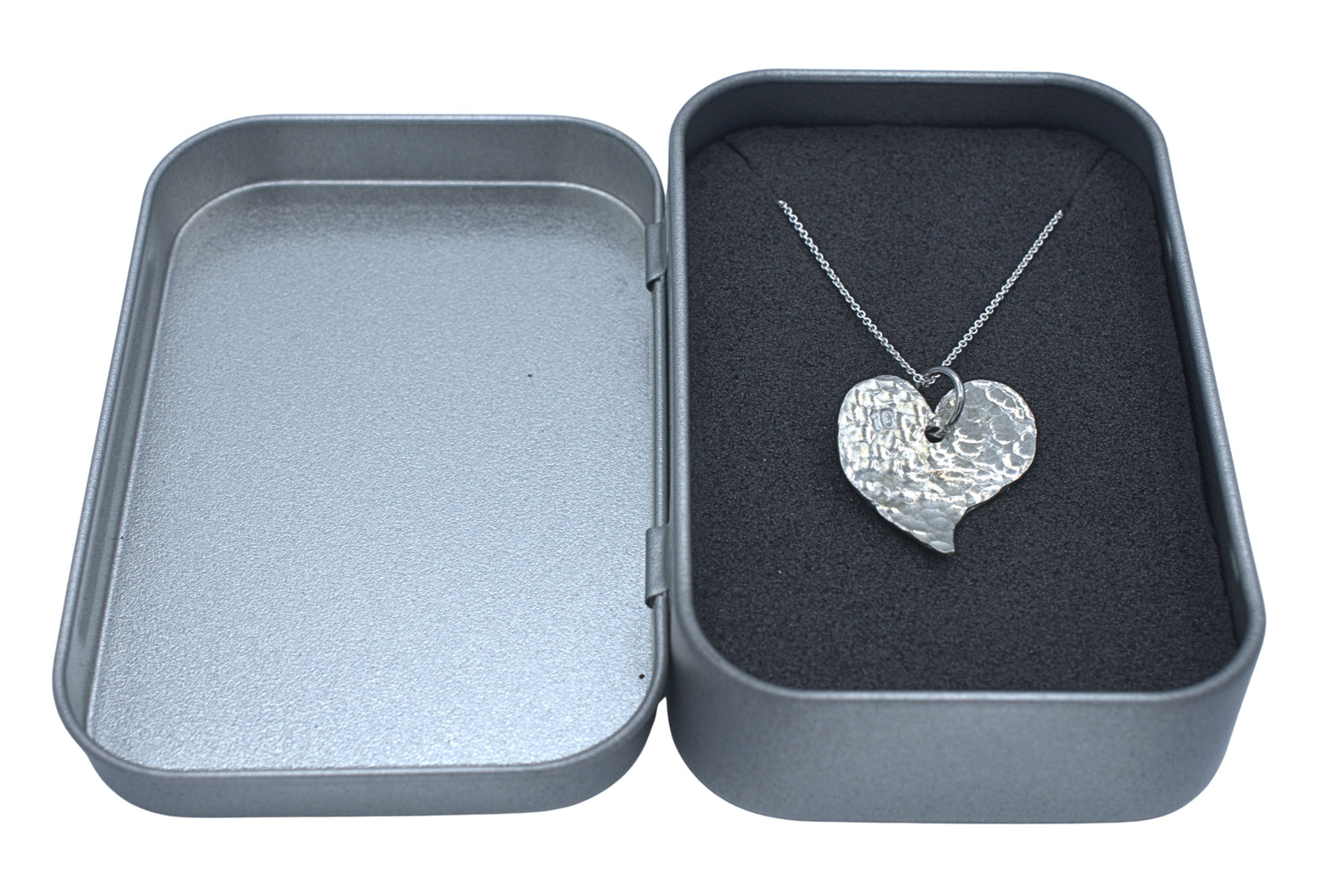 10th Anniversary 100% Pure Tin Off Shape Heart Necklace