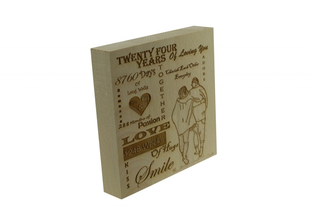 24 Years of Loving You Wooden Block