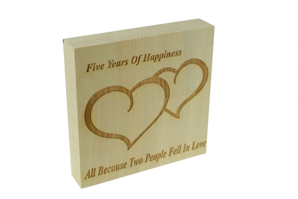 5 Years of Happiness Beech Block (Wood Anniversary)