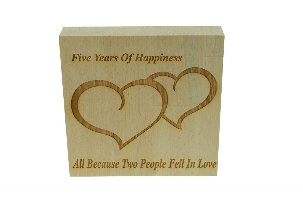 5 Years of Happiness Beech Block (Wood Anniversary)