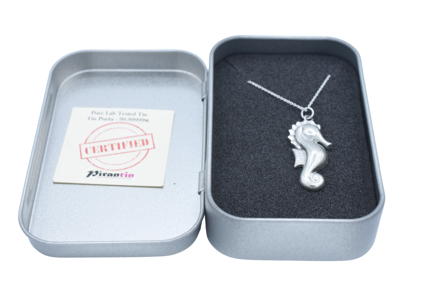 Seahorse Tin Pendant Necklace
