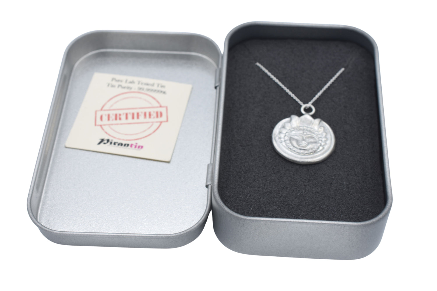 Tin Aztec Styled Face Pendant Necklace