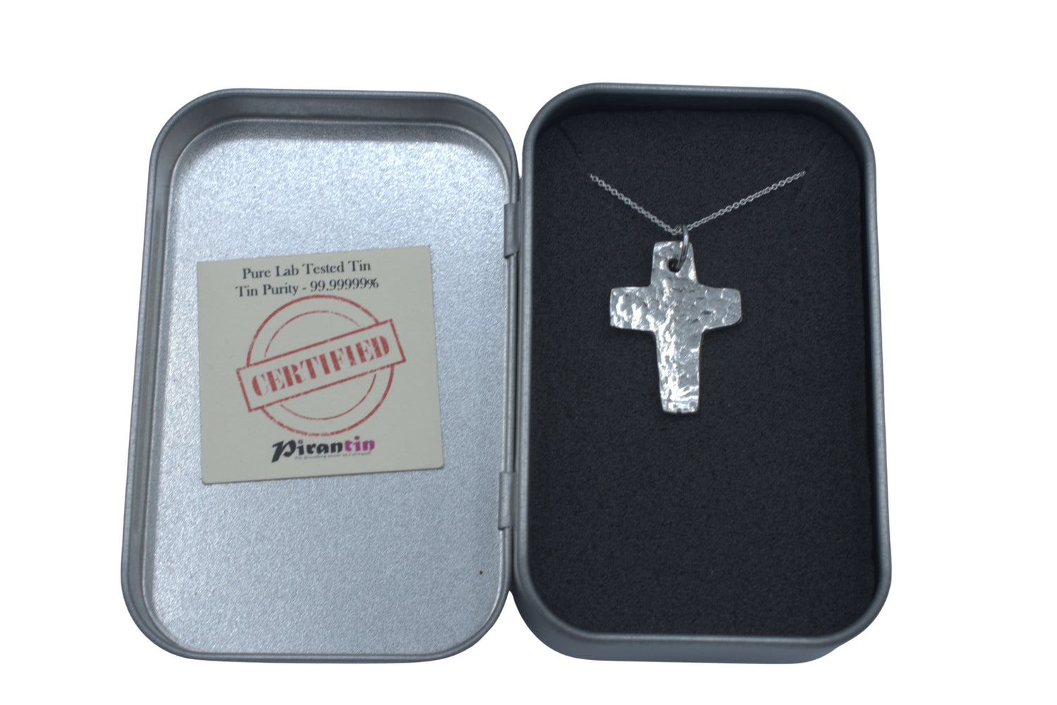 Tin Beaten Cross Necklace