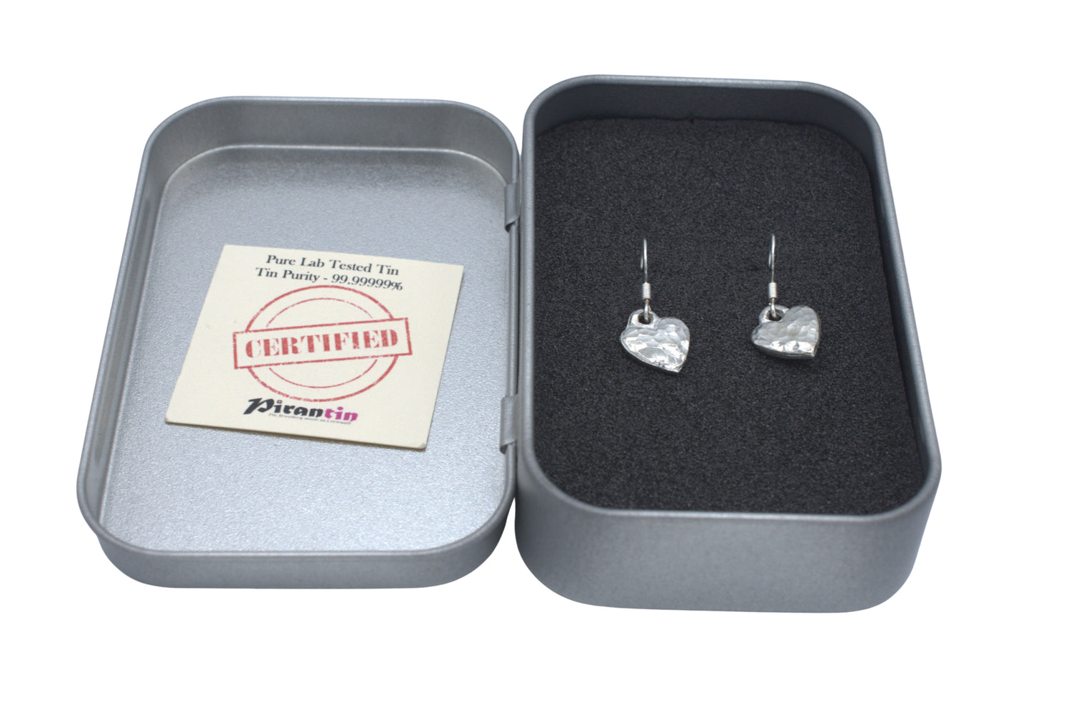 Tin Beaten Heart Earrings