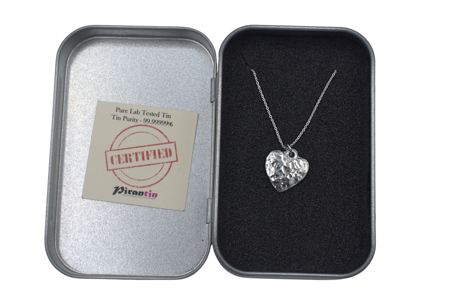 Tin Beaten Heart Necklace