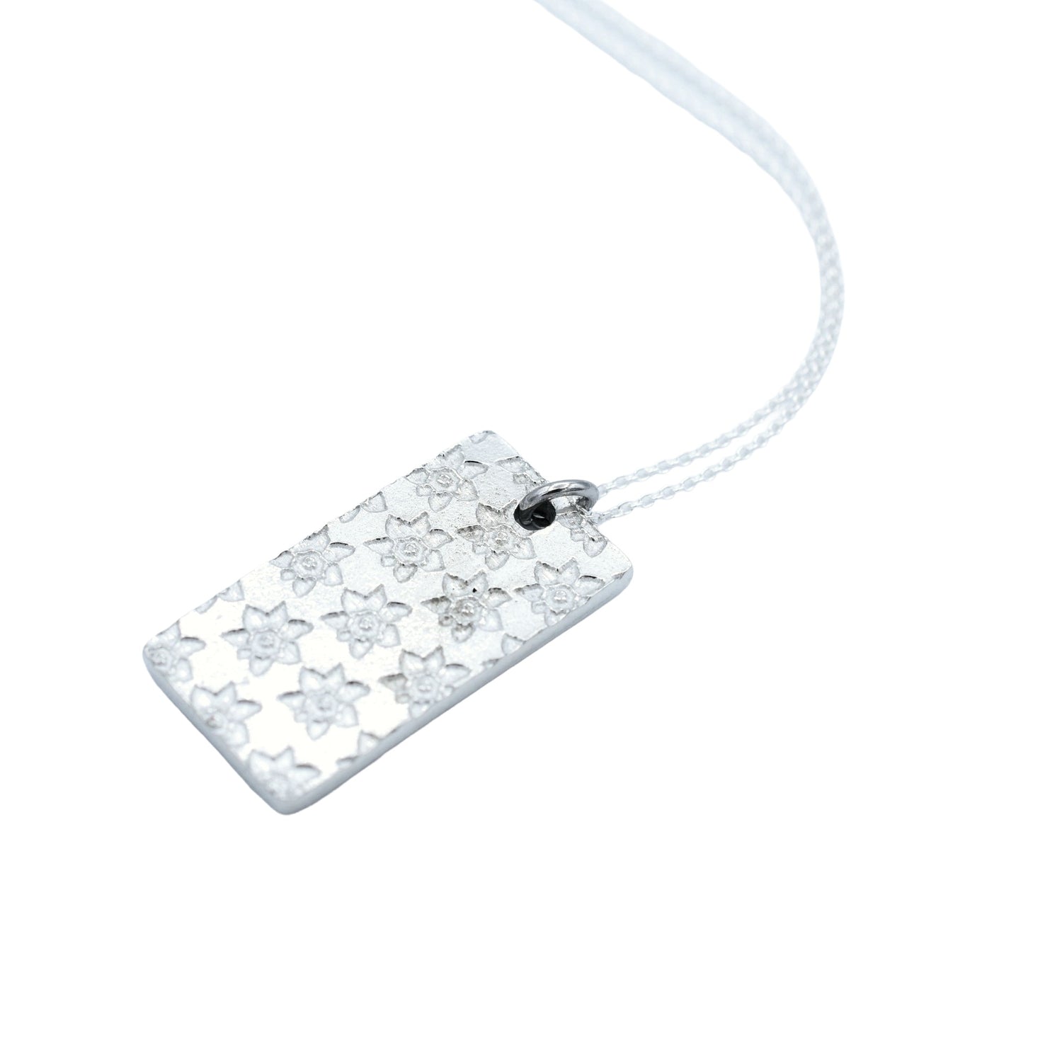 Tin Daffodil Pendant Rectangle - 10th Wedding Anniversary Daffodil Pendant