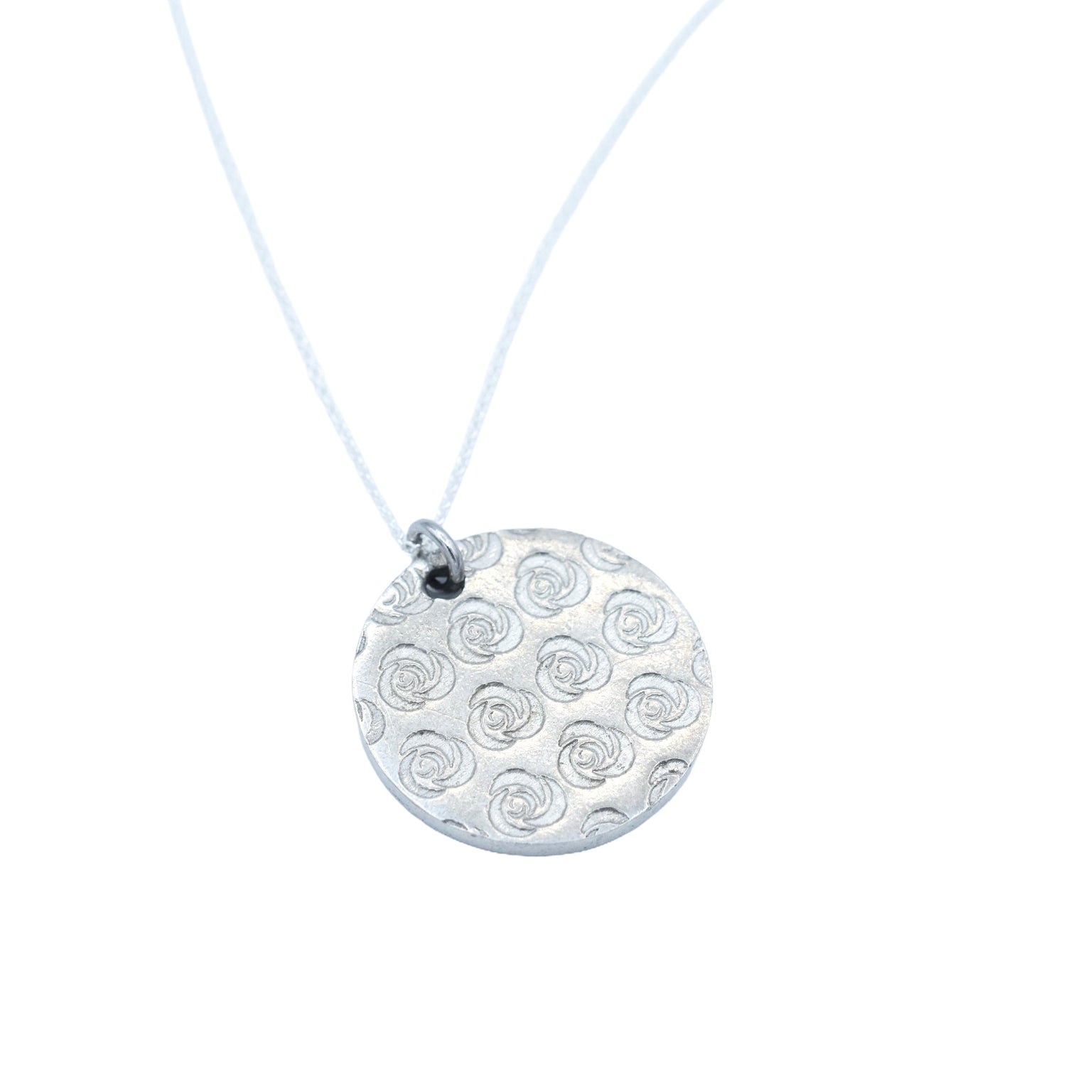 Tin Rose Pendant Necklace