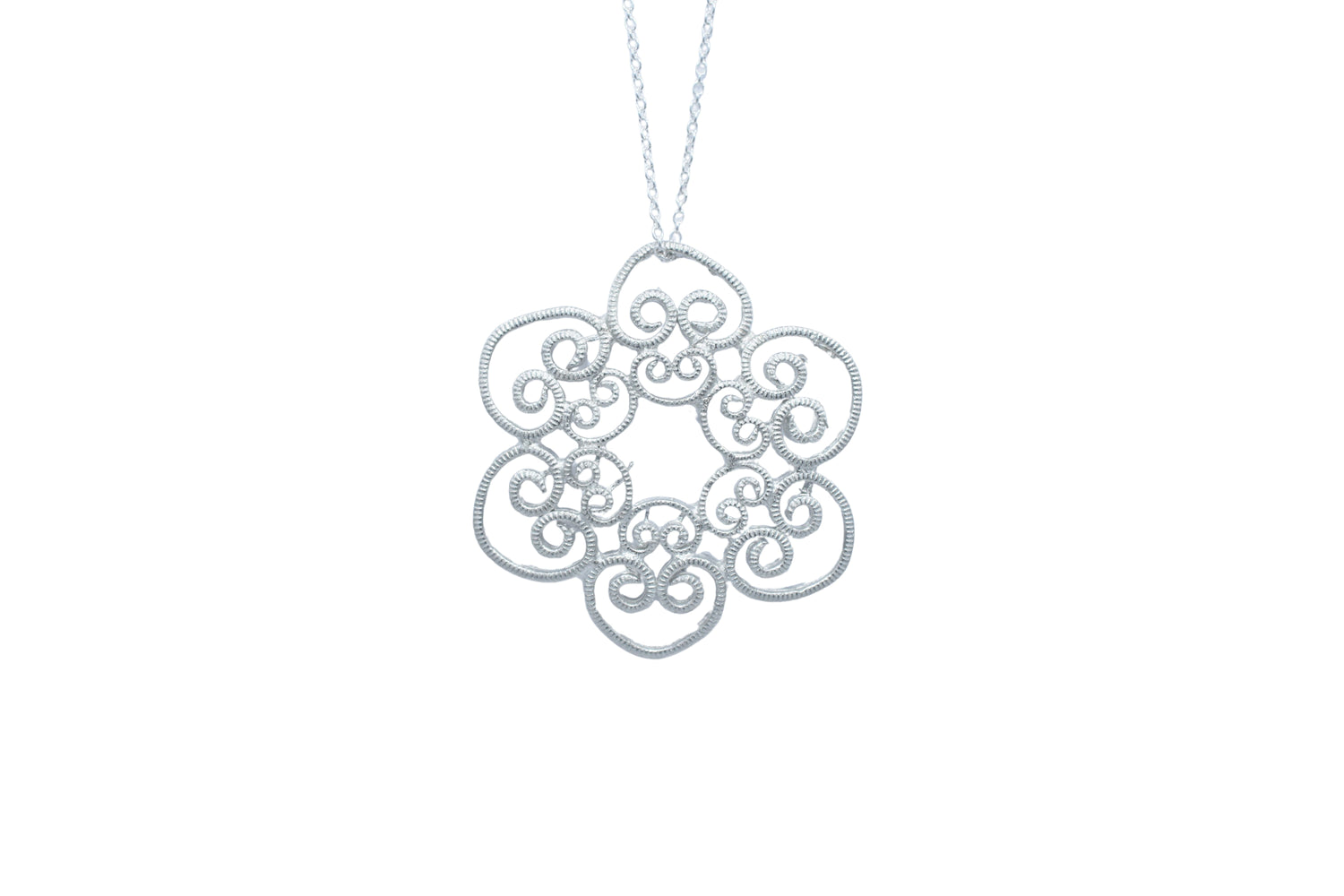 Tin Swirl Heart Pattern Pendant Necklace