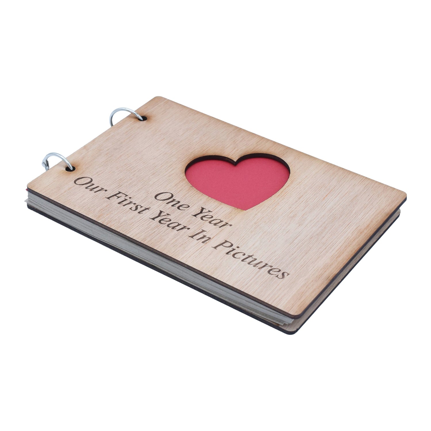 Anniversary Scrapbook Engraved With '*Your Year 1-50* Year(s), Our *1st-50th* Year In Pictures'