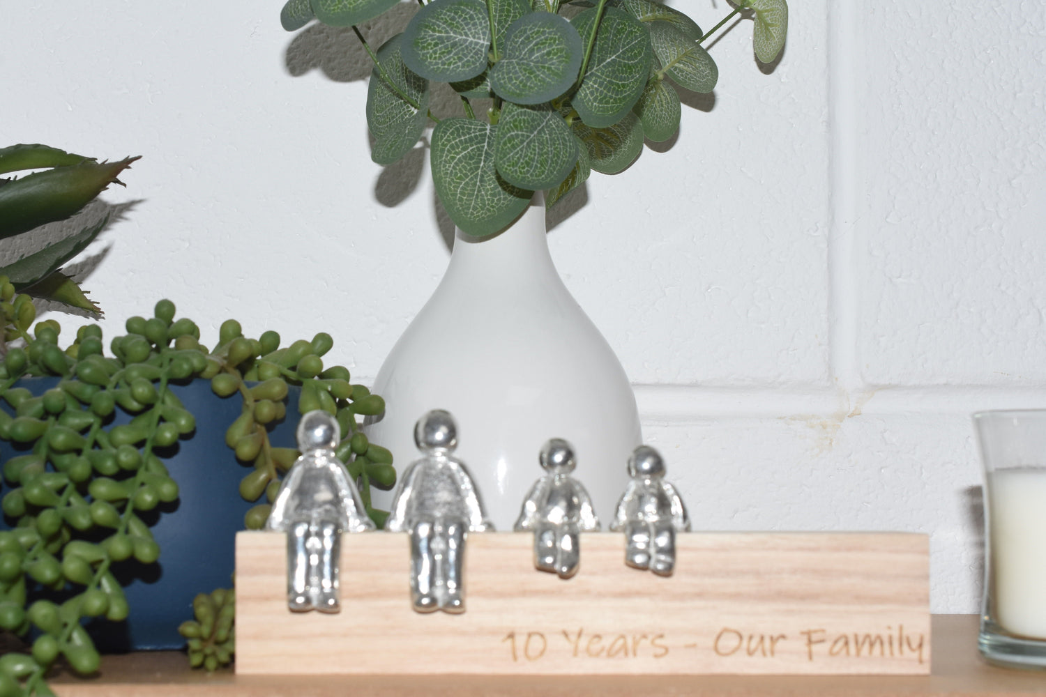 10 Years Our Family - Tin Sculpture Figurines 10th Anniversary Decoration