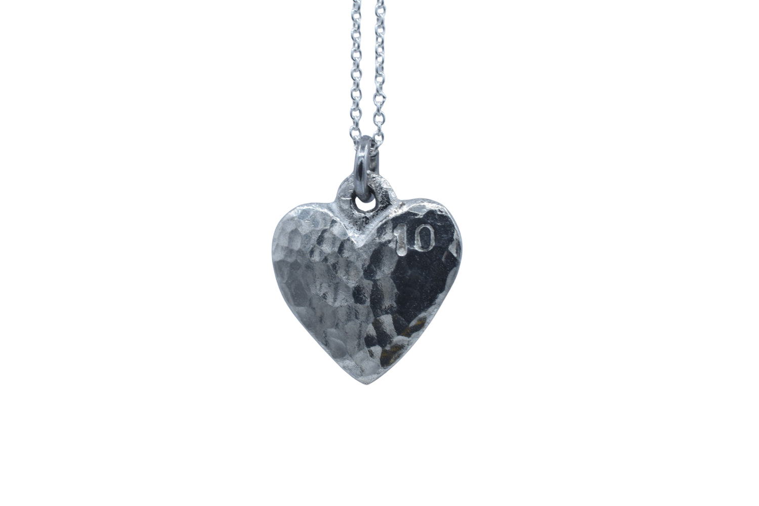 10th 100% Pure Tin Anniversary Stamped Heart Necklace