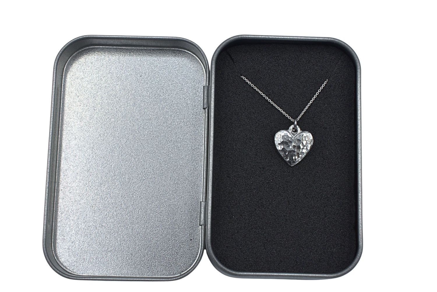 10th 100% Pure Tin Anniversary Stamped Heart Necklace