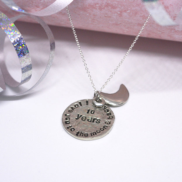 10th Anniversary 100% Pure Tin Moon Necklace