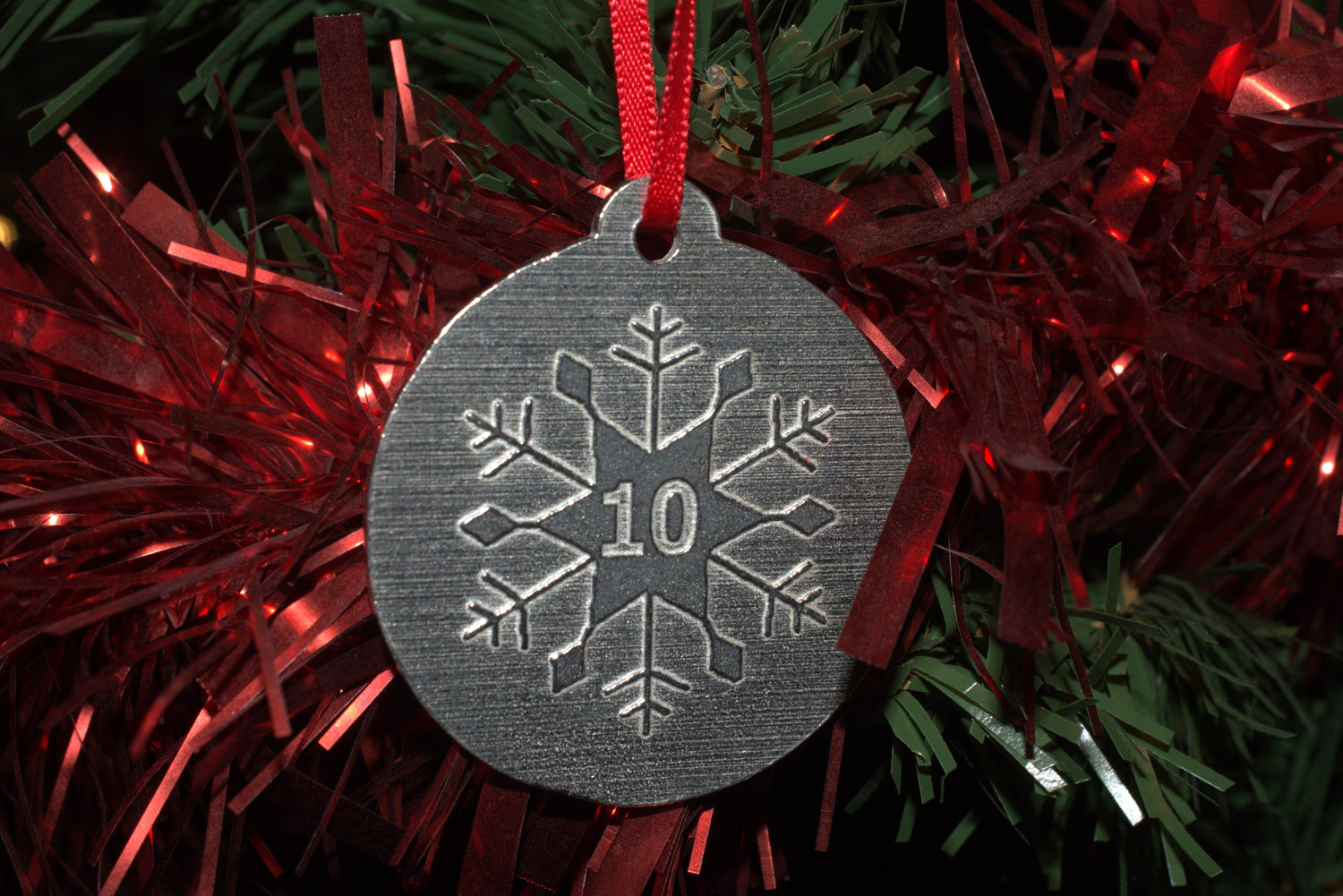 10th Christmas Snowflake Metal Decoration - 10th Anniversary Idea
