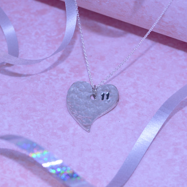 11th Anniversary Off Shape Heart Necklace