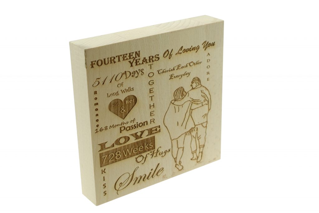 14 Years of Loving You Wooden Block