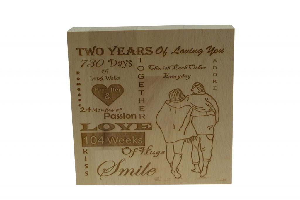 2 Years of Loving You Wooden Block