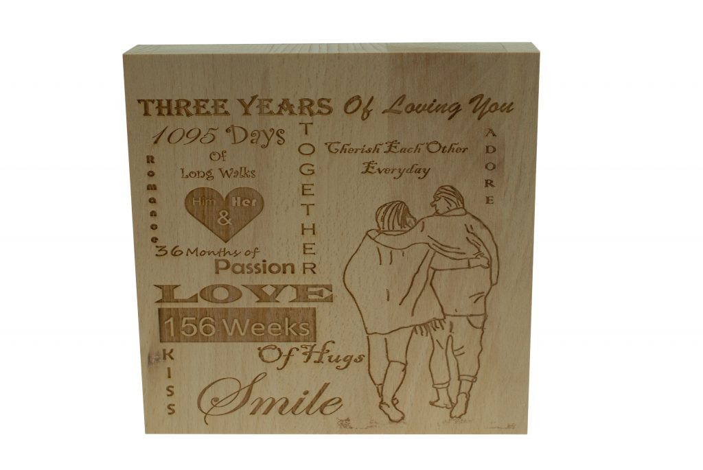 3 Years of Loving You Wooden Block