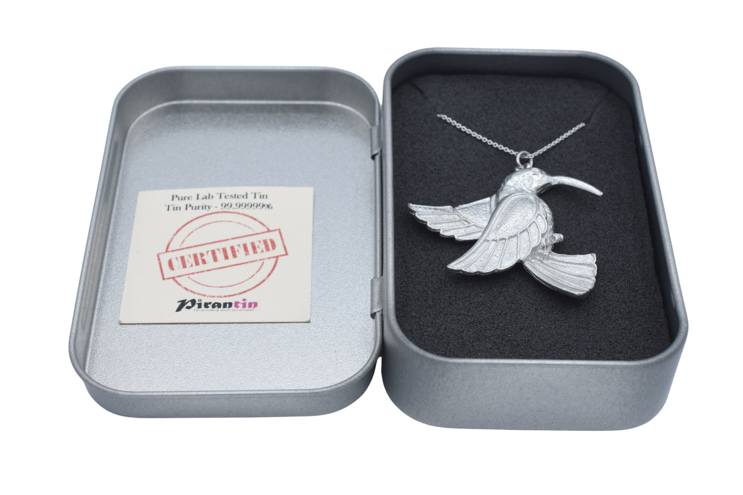 Bird Tin Pendant Necklace