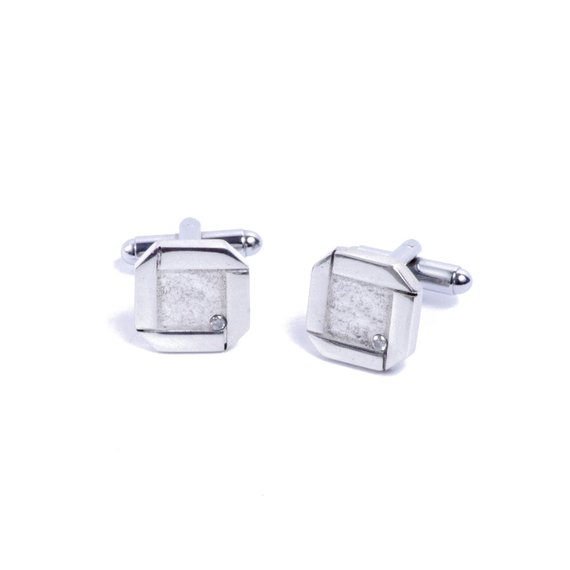 Rustic Tin and Diamond Cufflinks - Octagon shape