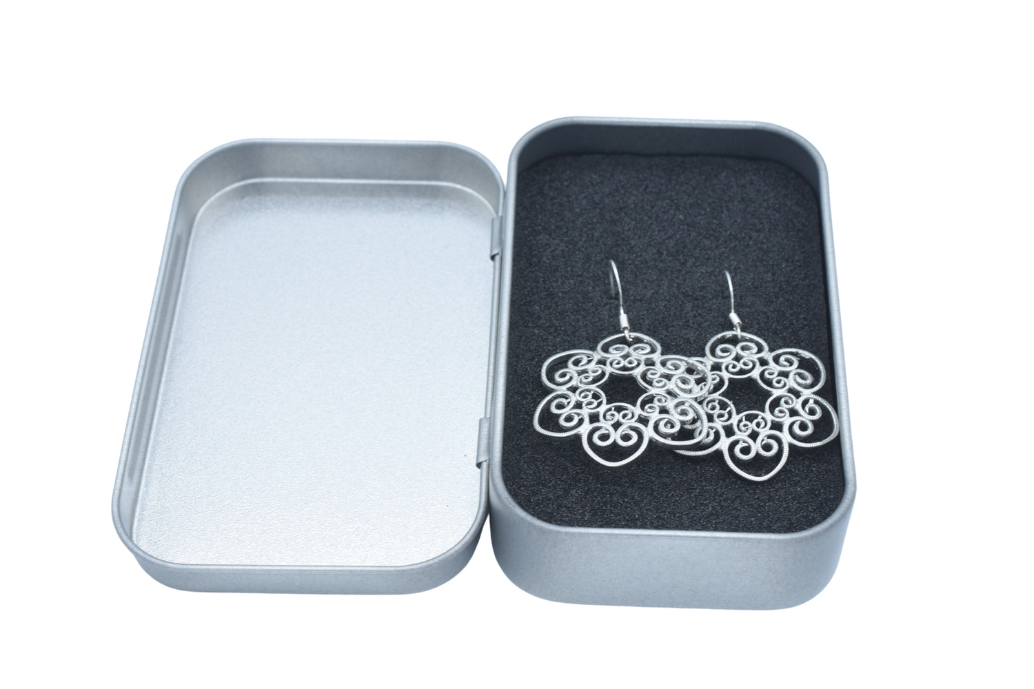 Swirly Flower Tin Earrings - Tenth Wedding Anniversary Earring Gift