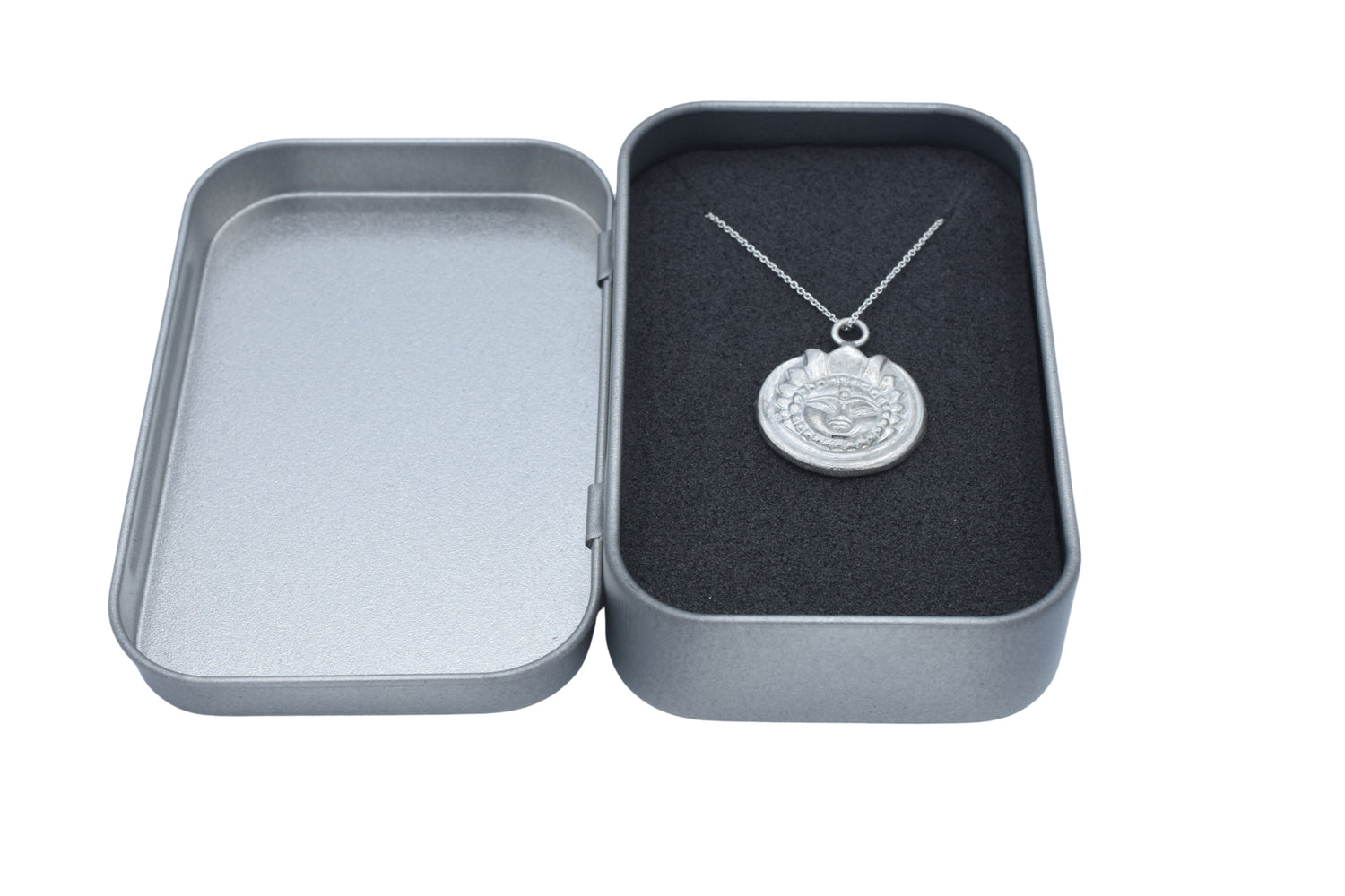 Tin Aztec Styled Face Pendant Necklace