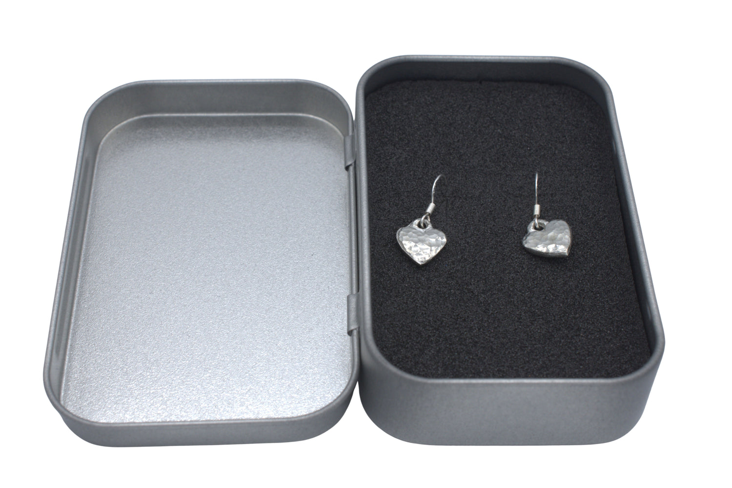 Tin Beaten Heart Earrings