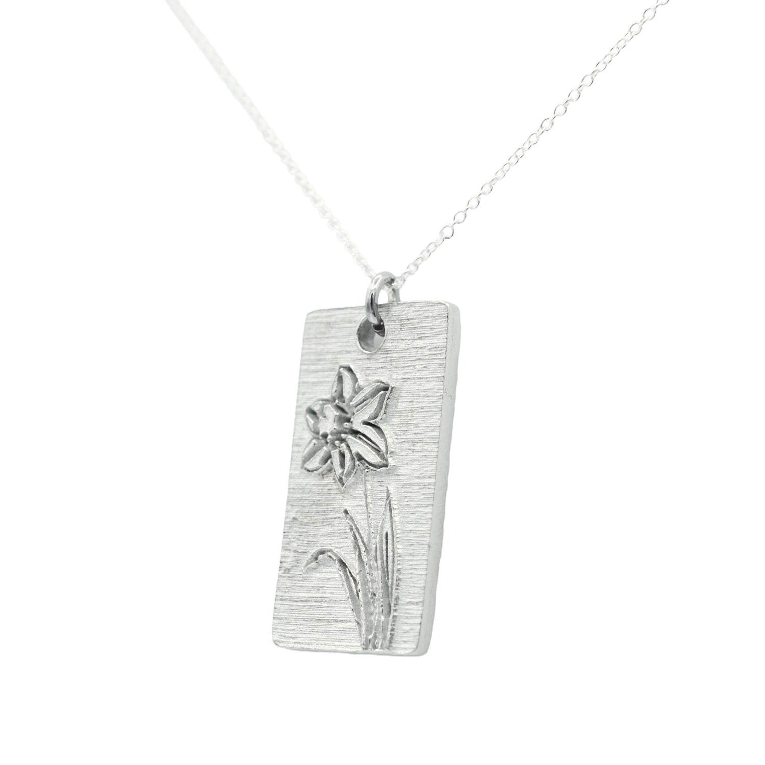 Tin Daffodil Pendant Rectangle - 10th Wedding Anniversary Daffodil Pendant