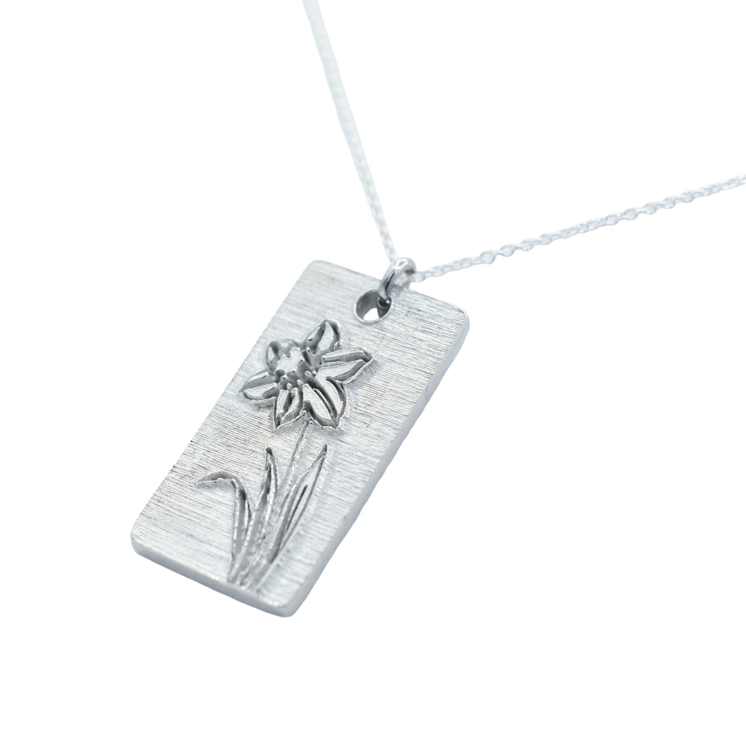 Tin Daffodil Pendant Rectangle - 10th Wedding Anniversary Daffodil Pendant
