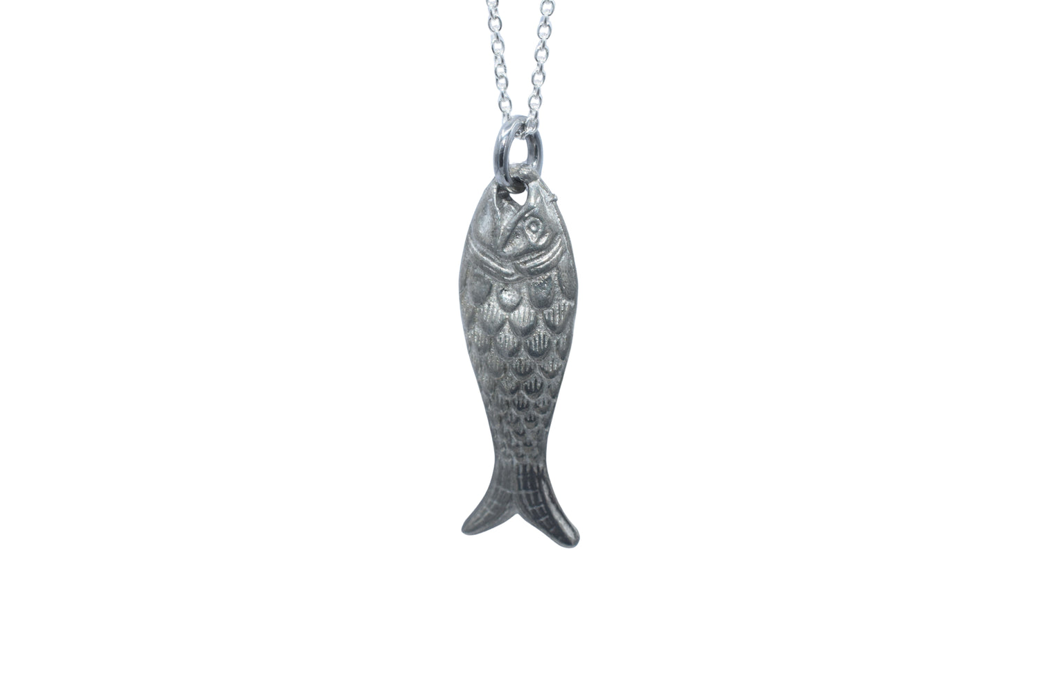 Tin Fish Pendant Necklace