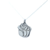 Tin Rose Pendant Necklace
