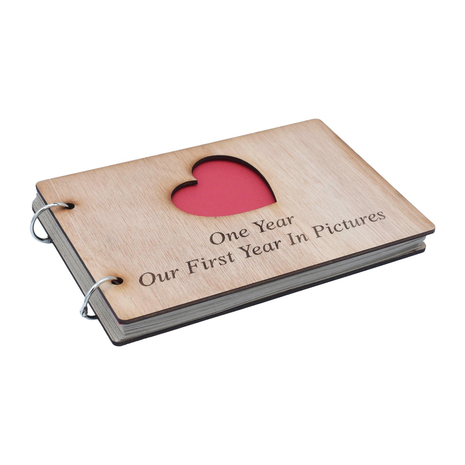 Anniversary Scrapbook Engraved With '*Your Year 1-50* Year(s), Our *1st-50th* Year In Pictures'